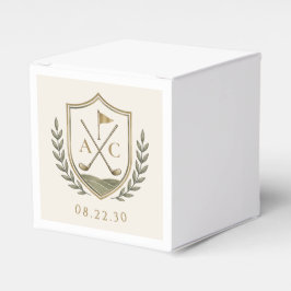 Elegantes Monogramm-Golf-Wappen-Hochzeit Geschenkschachtel