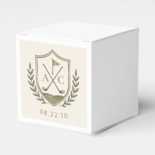 Elegantes Monogramm-Golf-Wappen-Hochzeit Geschenkschachtel