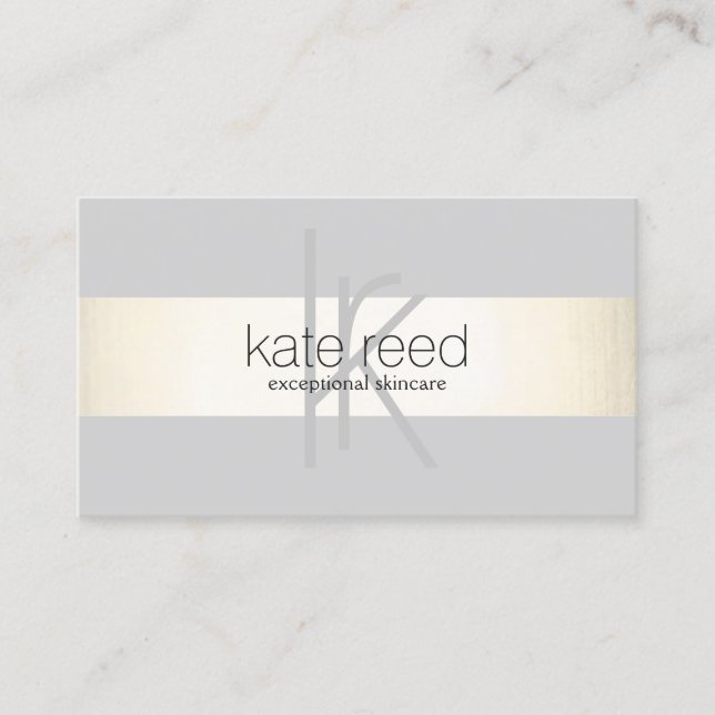 Elegantes Monogramm Gray Modern Gold gestreift Visitenkarte (Vorderseite)