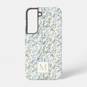 Elegantes Monogramm Grün Botanische Wasserfarbe Samsung Galaxy Hülle