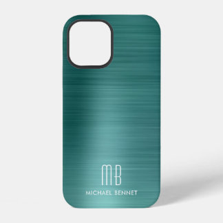 Elegantes Monogramm Grün iPhone 12 Hülle