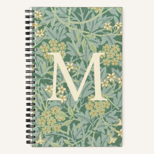 Elegantes Monogramm Grüne Jasmin-Blume Notizbuch