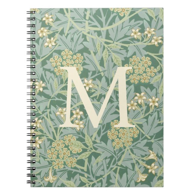 Elegantes Monogramm Grüne Jasmin-Blumen Notizblock (Vorderseite)