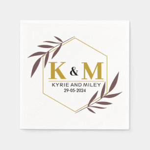 elegantes Monogramm Hochzeit Gold Serviette