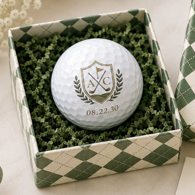 Elegantes Monogramm-Hochzeits-Golf-Wappen Golfball (Von Creator hochgeladen)