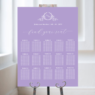 Elegantes Monogramm Hochzeitsdiagramm - Lila Seeta Poster