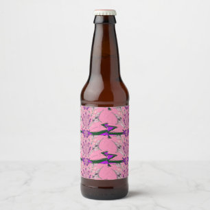 Elegantes Monogramm in Blütenform: Motiv mit persö Bierflaschenetikett