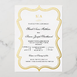 Elegantes Monogramm in einem HochzeitGold Folieneinladung