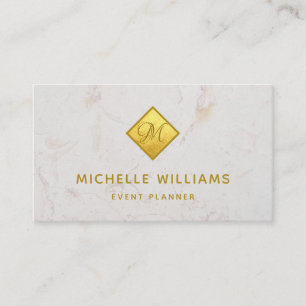 Elegantes Monogramm in falscher Goldfolie auf weiß Visitenkarte