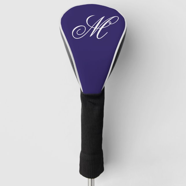 Elegantes Monogramm in Navyblau Anfangsbuchstabe  Golf Headcover (Vorderseite)