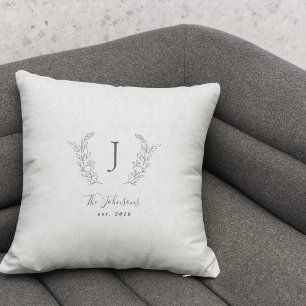 Elegantes monogramm in schwarz und weiß kissen