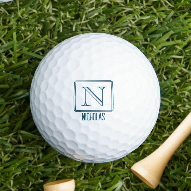 Elegantes Monogramm Initial Navy Blau Rand Golfball (Von Creator hochgeladen)