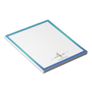 Elegantes Monogramm-Initial-Script individuell Notizblock