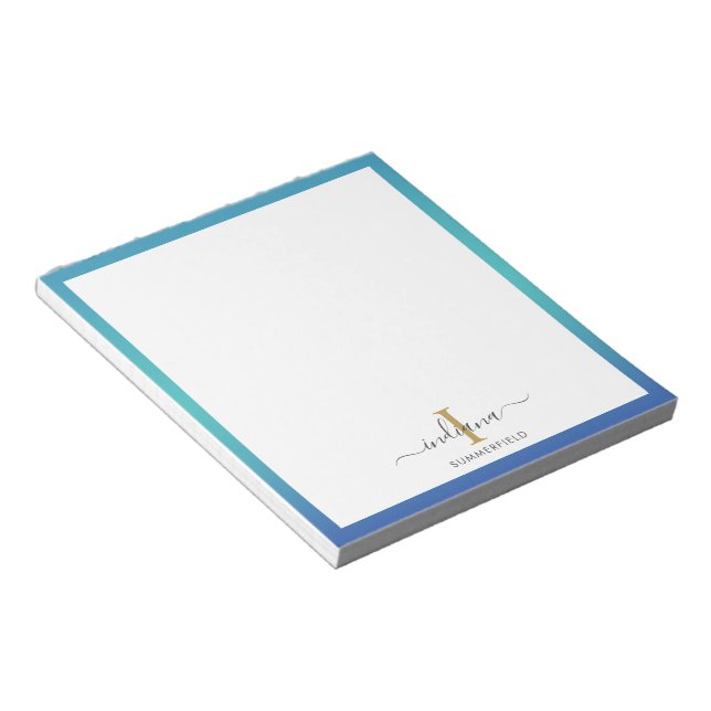 Elegantes Monogramm-Initial-Script individuell Notizblock (angewinkelt)
