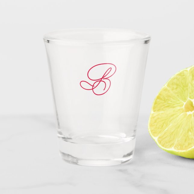 Elegantes Monogramm-Initial-Typografie-Logo  Schnapsglas (Vorderseite)