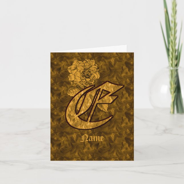 Elegantes Monogramm Initiale E Gold Pfingstrose Pe (Vorderseite)