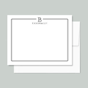 Elegantes Monogramm Initiale Professionell Schwarz Mitteilungskarte