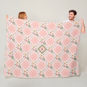Elegantes Monogramm Karierter Petals Fleecedecke