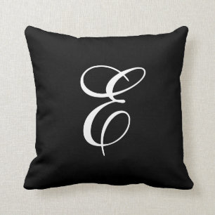 Elegantes Monogramm-Kissen mit Schwarz-Weiß-Muster Kissen