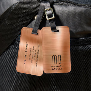 Elegantes Monogramm Kupfer Gepäckanhänger