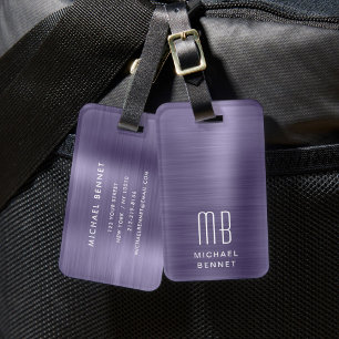 Elegantes Monogramm Lila Gepäckanhänger