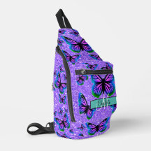 Elegantes Monogramm lila Glitzer-Schmetterlinge