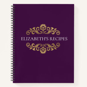 Elegantes Monogramm Lila Goldrezeptorkobuch Notizbuch