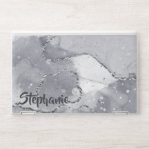Elegantes Monogramm-Marmorstein-Laptop-Skin