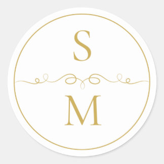 Elegantes Monogramm-Minimal-Hochzeitsumschlagsiege Runder Aufkleber