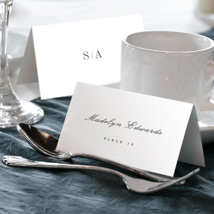 Elegantes Monogramm minimalist Klapp-Platzkarte Tischnummer