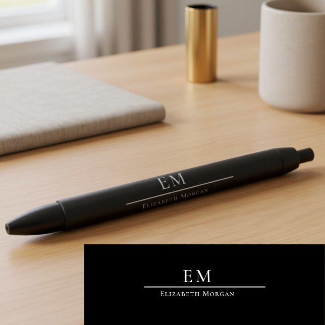 Elegantes Monogramm Minimalistisch Schwarz Klassis Kugelschreiber (Von Creator hochgeladen)