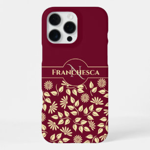 Elegantes Monogramm mit individuellem Namen, Blätt iPhone 16 Pro Max Hülle