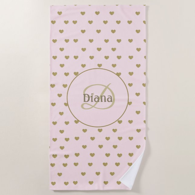 Elegantes Monogramm mit modernen rosa Blush-Rosa-I Strandtuch (Vorderseite)