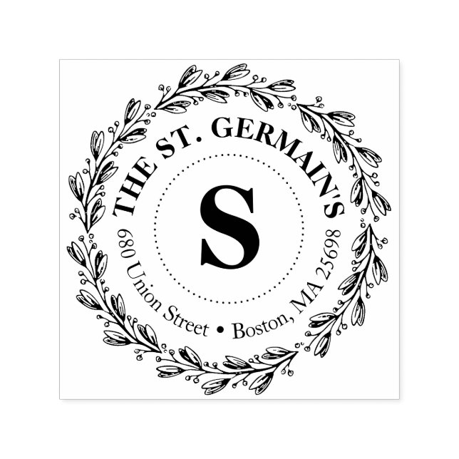 Elegantes Monogramm mit Name und Adresse Permastempel (Design)