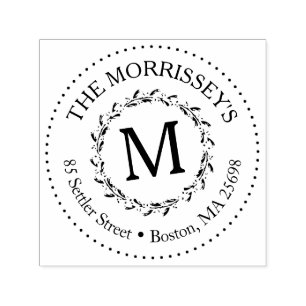 Elegantes Monogramm mit Namen und Adresse Permastempel