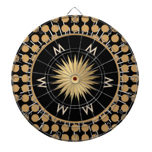Elegantes Monogramm mit schwarzem Goldpunktmuster Dartscheibe