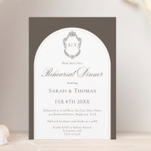 Elegantes Monogramm-Mocha-Hochzeitsprobe-Dinner