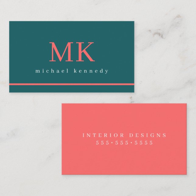 Elegantes Monogramm Modern Minimalistisch Visitenkarte (Vorne/Hinten)