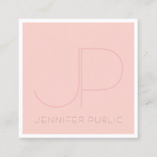 Elegantes Monogramm modernes rosa weißes Template Quadratische Visitenkarte