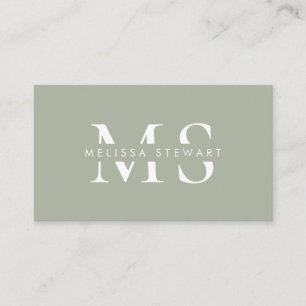 Elegantes Monogramm modernes Salbei beruflich Visitenkarte