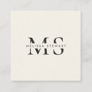Elegantes Monogramm modernes schlichtes Beige beru Quadratische Visitenkarte
