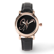 Elegantes Monogramm N Schwarz und Rose Gold