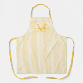Elegantes Monogramm-Name Gelber Streifen Schürze