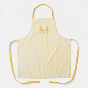 Elegantes Monogramm-Name Gelber Streifen Schürze