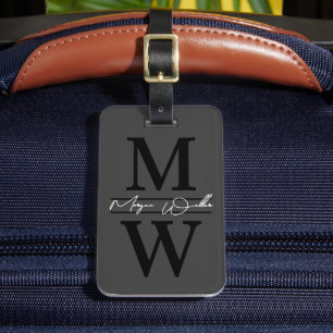 Elegantes Monogramm Name Gepäckanhänger