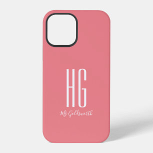 Elegantes Monogramm Name Korallenrosa iPhone 12 Pro Hülle