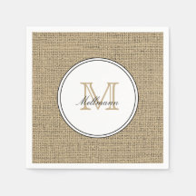 Elegantes Monogramm Name Landhausstil Jute