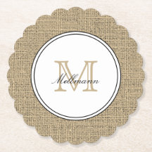 Elegantes Monogramm Name Landhausstil Jute