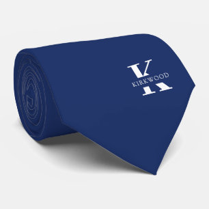 Elegantes Monogramm + Name Navy Blue beidseiti Krawatte