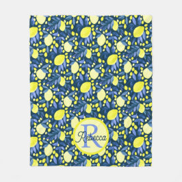 Elegantes Monogramm Name Rustikal Citrus Lemmonen  Fleecedecke